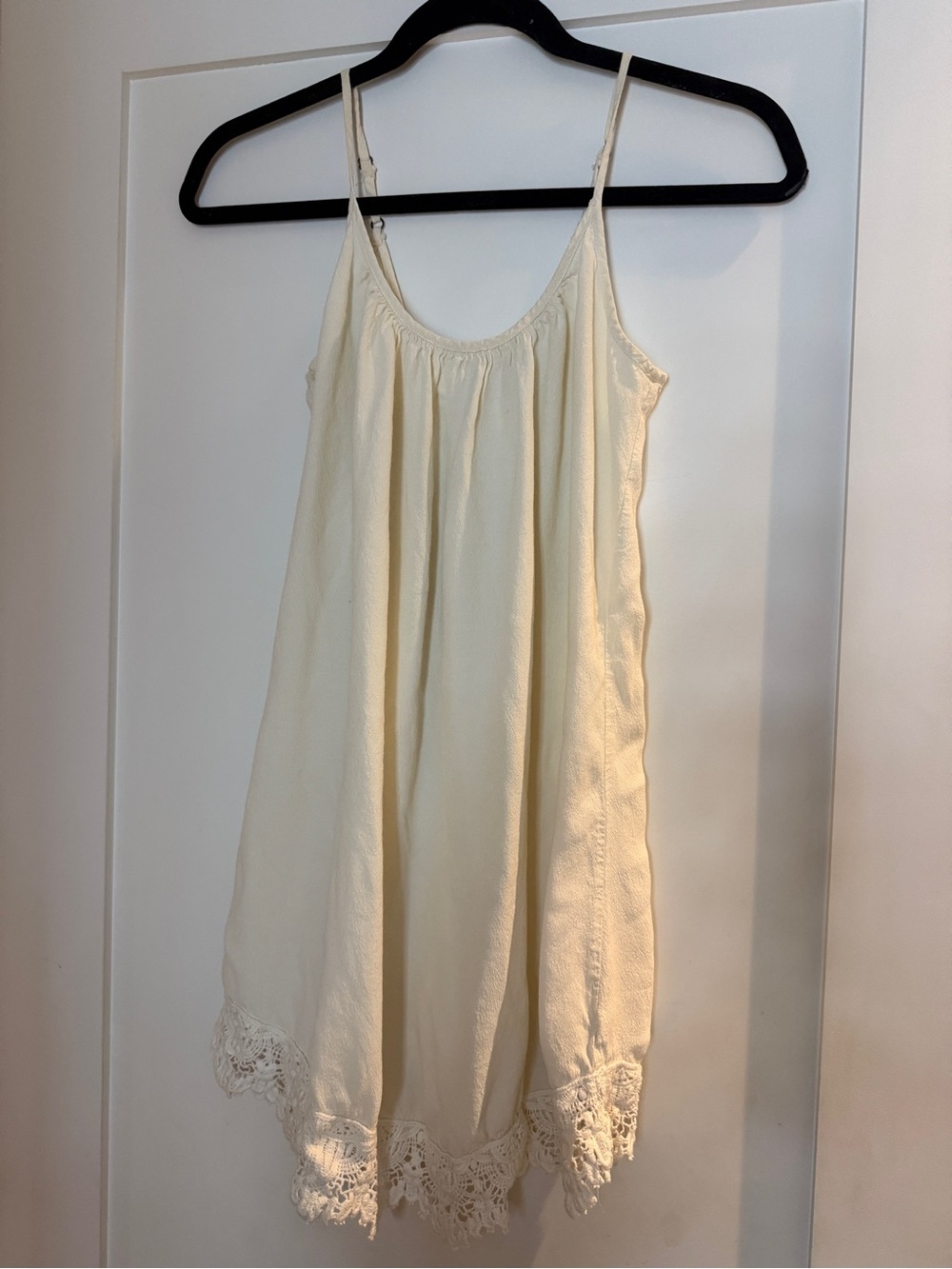Cream Crochet Hem Slip BEACH COVER UP Dress
